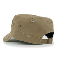 ililily Crystal Gemstone Stud Flower Vintage Cotton Military Army Hat Cadet Cap