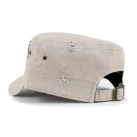 ililily Crystal Gemstone Stud Flower Vintage Cotton Military Army Hat Cadet Cap