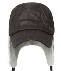 ililily Women Faux Leather Military Army Hat Sherpa Earflaps Flexfit Cadet Cap