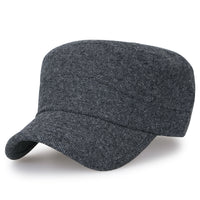 ililily Large Size Solid Color Military Army Hat Wool-blend Vintage Cadet Cap