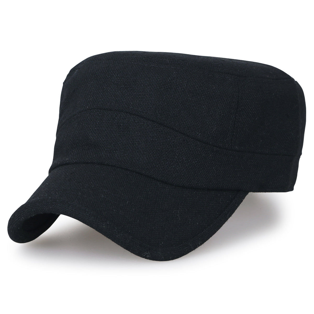ililily Large Size Solid Color Military Army Hat Wool-blend Vintage Cadet Cap