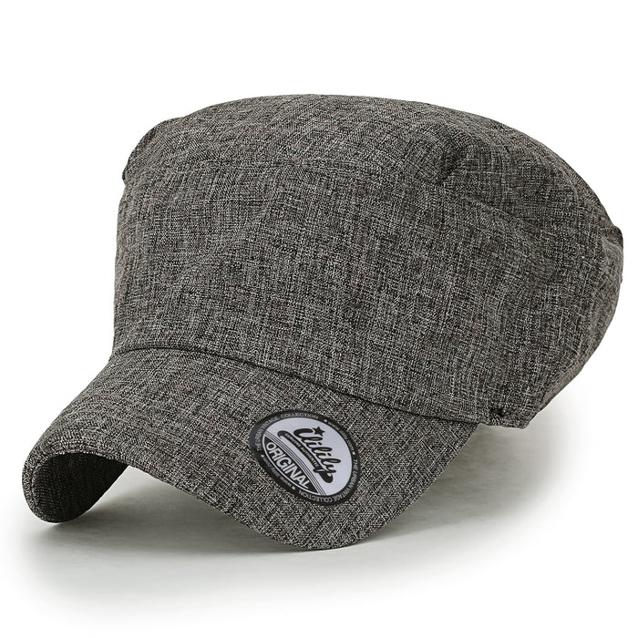 ililily Mixed Color Military Army Hat Casual Front Tuck Cotton Cadet Cap