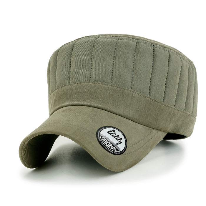 ililily Grayish Color Padded Crown Military Army Hat Soft Casual Cadet Cap