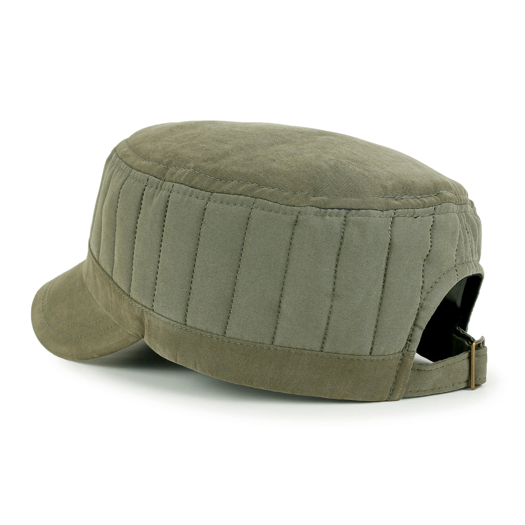 ililily Grayish Color Padded Crown Military Army Hat Soft Casual Cadet Cap