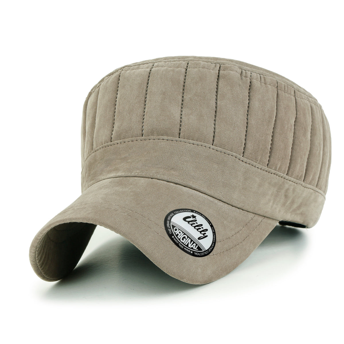 ililily Grayish Color Padded Crown Military Army Hat Soft Casual Cadet Cap
