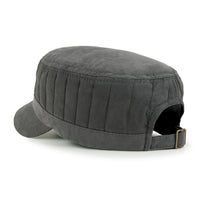 ililily Grayish Color Padded Crown Military Army Hat Soft Casual Cadet Cap