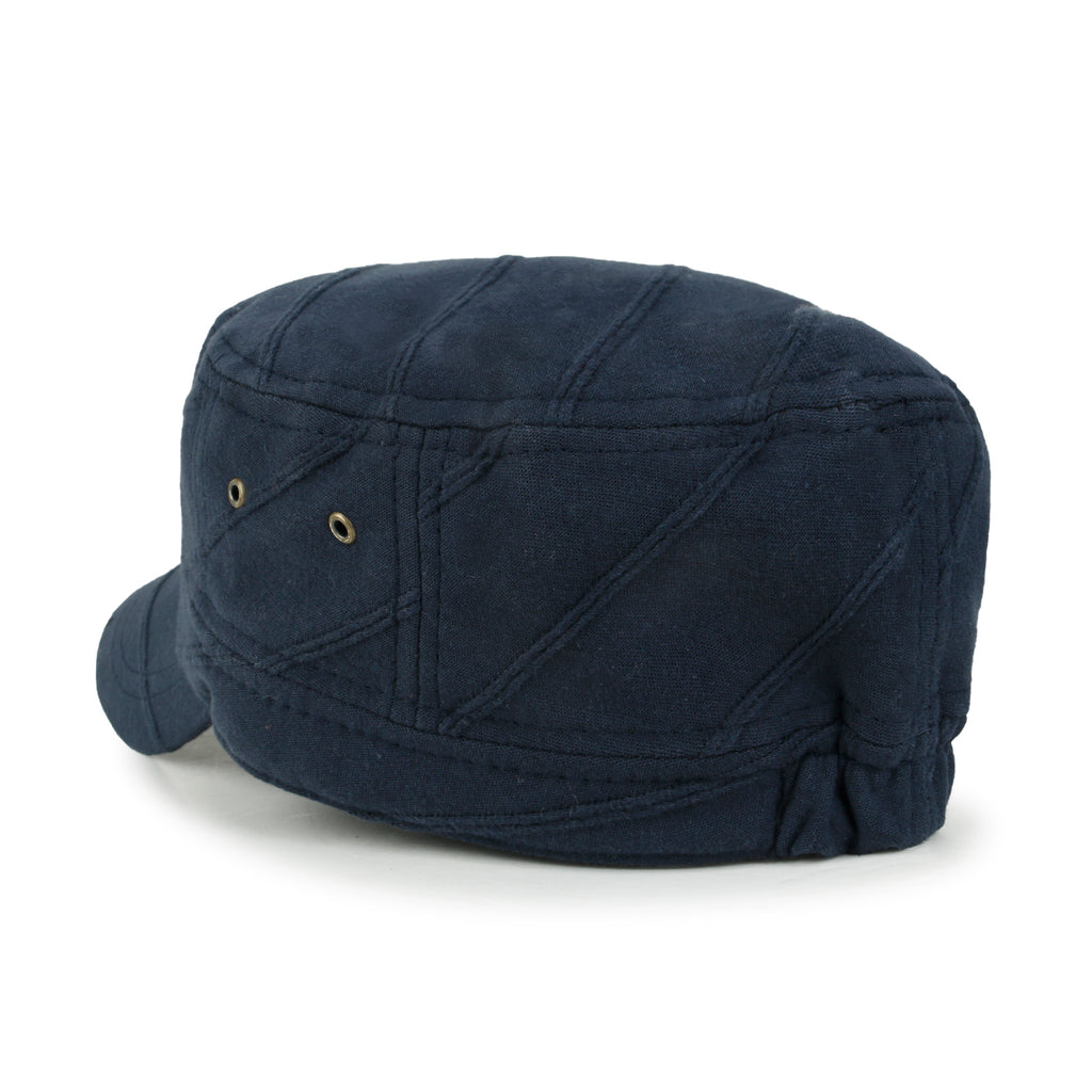 ililily Solid Color Cotton Military Army Hat Line Casual Cadet Cap