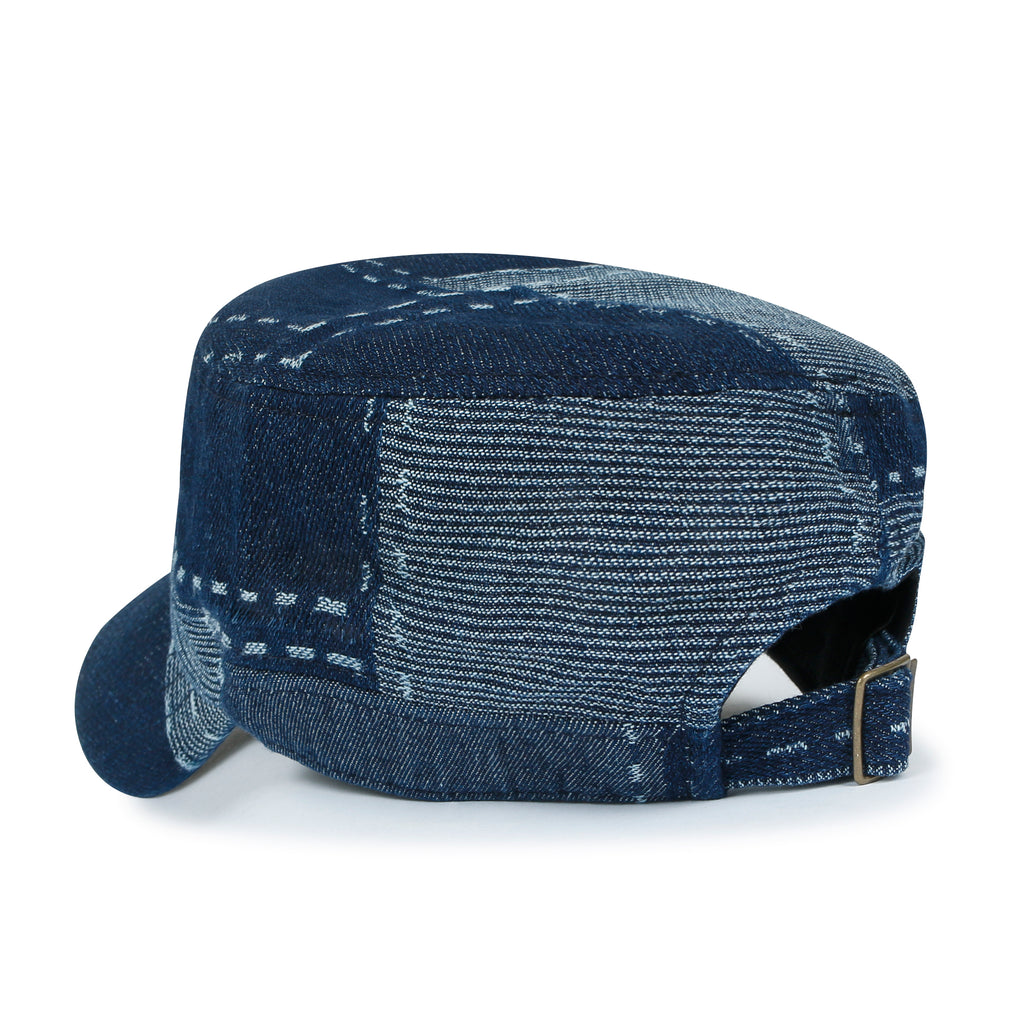 ililily Patchwork Denim Cotton Military Army Hat Casual Cadet Cap