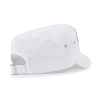 ililily Vintage Distressed Cotton Army Hat Heart Shape Rhinestone Cadet Cap