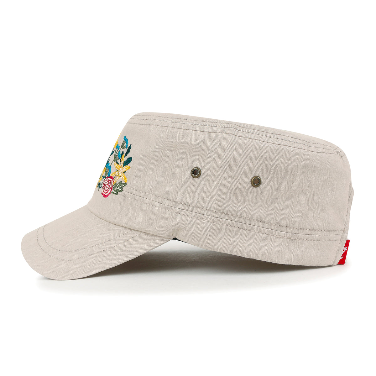 ililily Flower Embroidery Cotton Military Army Hat Women Casual Cadet Cap