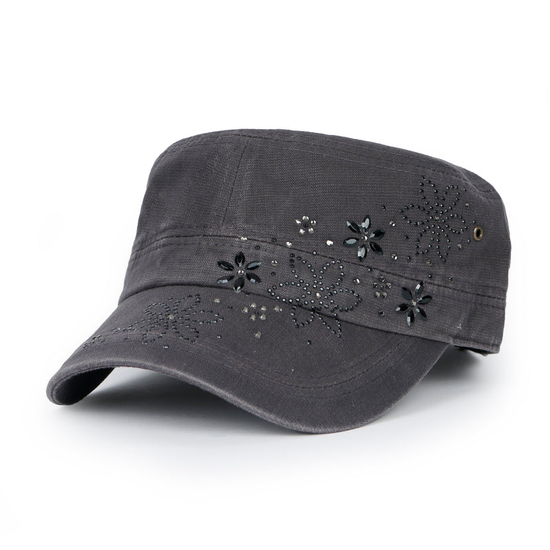 ililily Crystal / Black Gemstone Flower Vintage Military  display picture 3