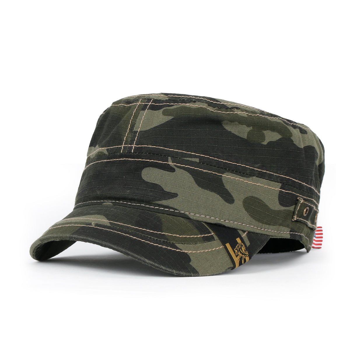 ililily Camouflage Military Cadet Cap Vintage Army Style Hat with Adjustable Strap