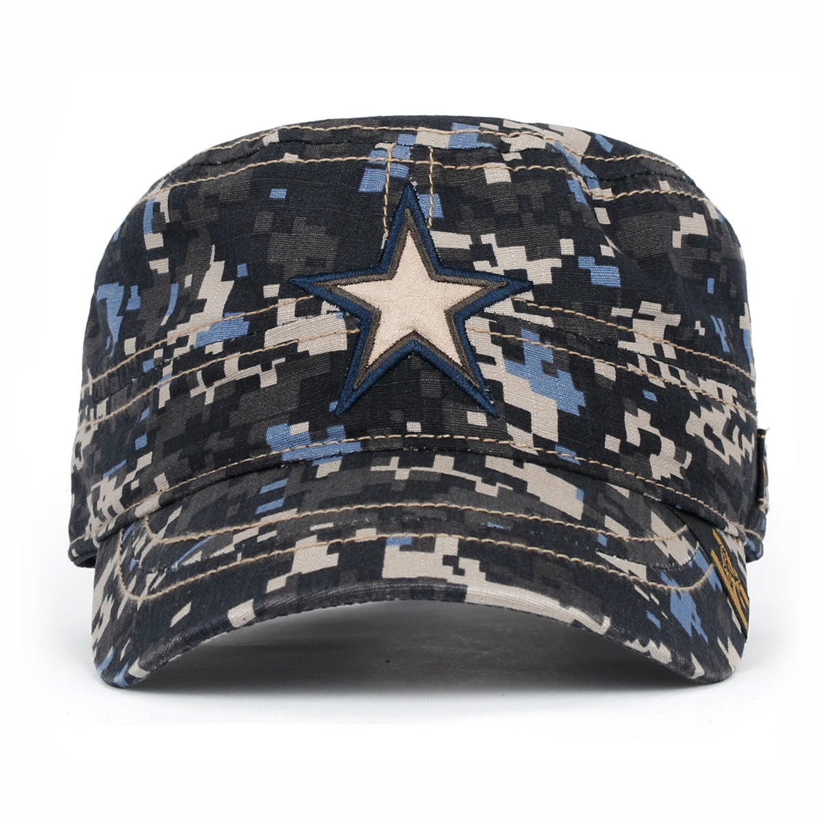 ililily Camouflage Military Cadet Cap Vintage Army Style Hat with Adjustable Strap