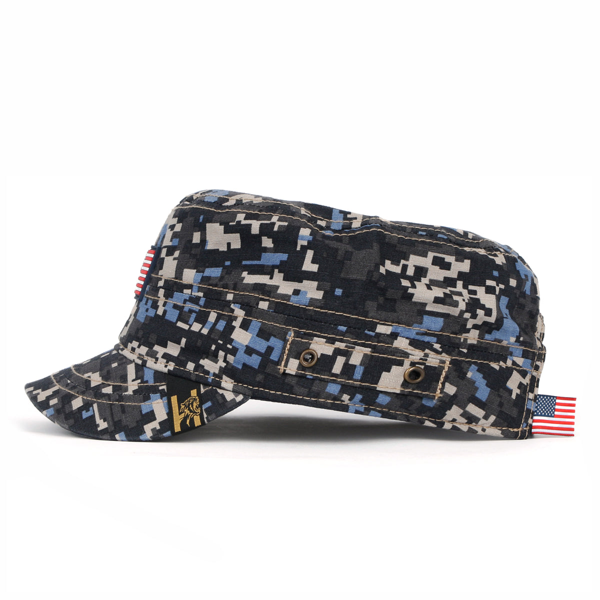 ililily Camouflage Military Cadet Cap Vintage Army Style Hat with Adjustable Strap
