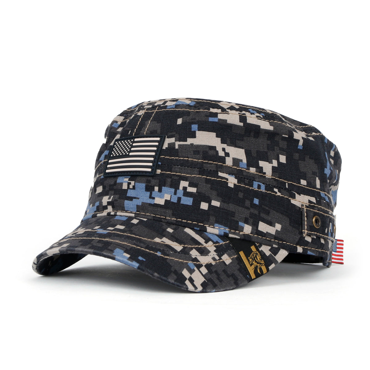ililily Camouflage Military Cadet Cap Vintage Army Style Hat with Adjustable Strap