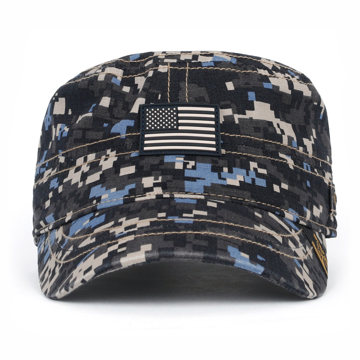 ililily Camouflage Military Cadet Cap Vintage Army Style Hat with Adjustable Strap