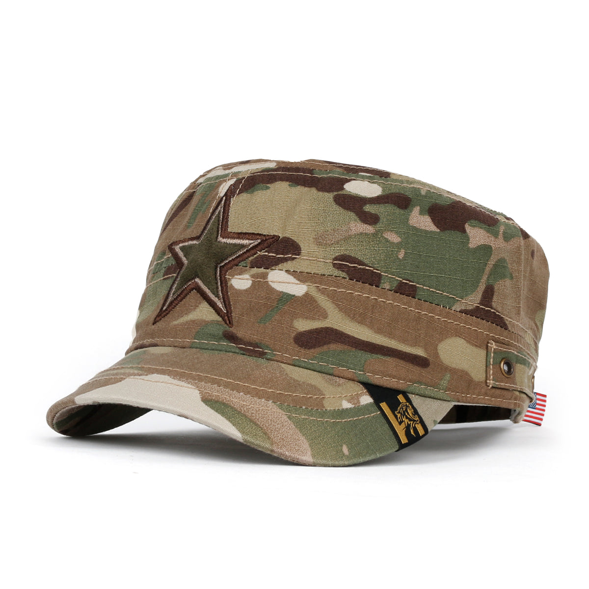 ililily Camouflage Military Cadet Cap Vintage Army Style Hat with Adjustable Strap
