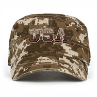 ililily Camouflage Military Cadet Cap Vintage Army Style Hat with Adjustable Strap