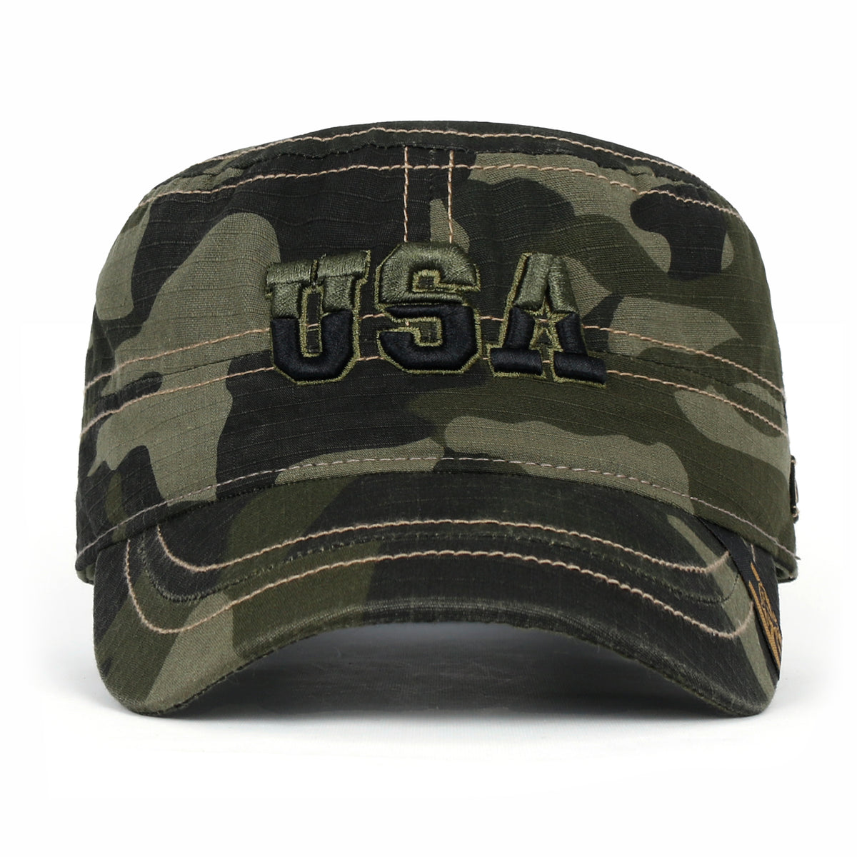 ililily Camouflage Military Cadet Cap Vintage Army Style Hat with Adjustable Strap