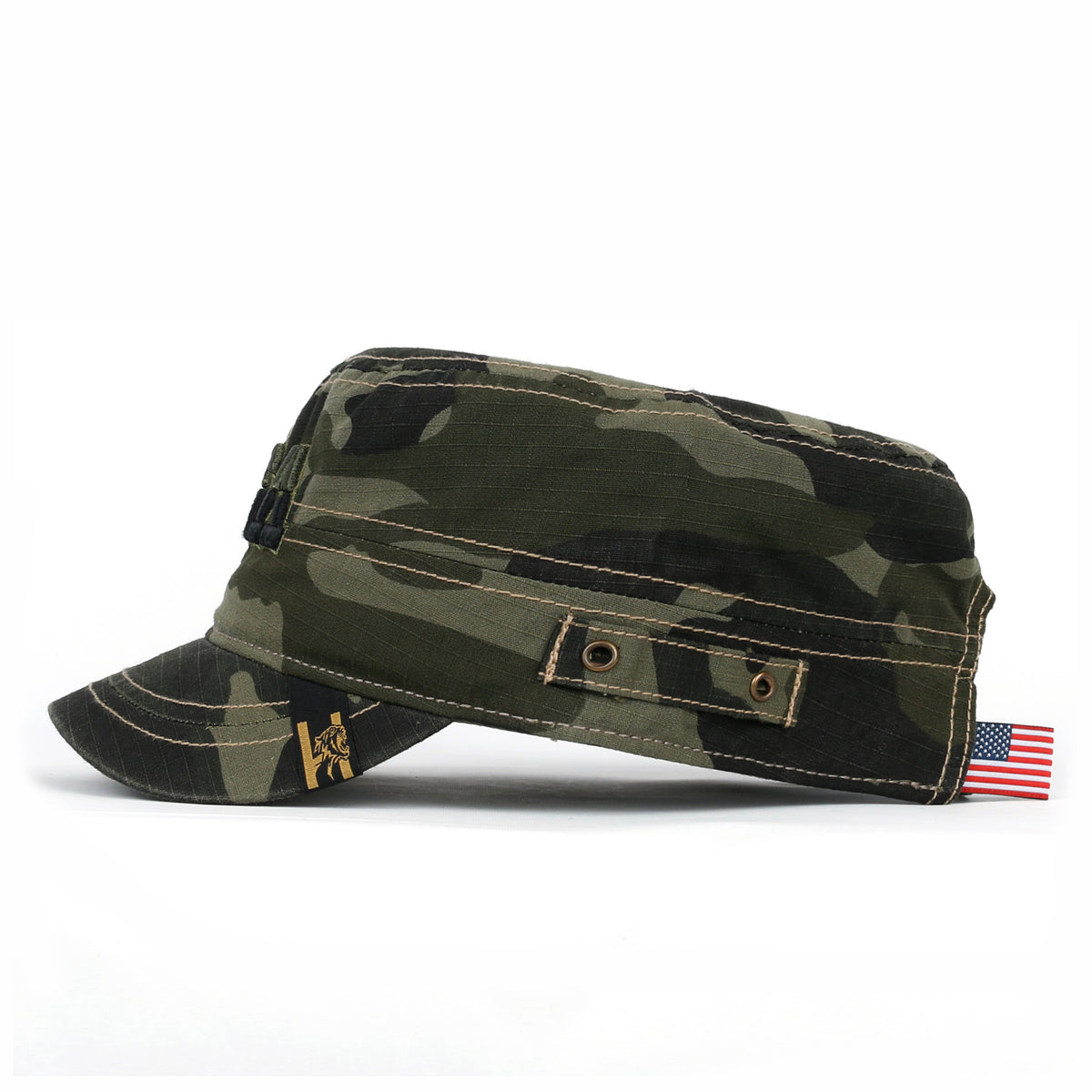 ililily Camouflage Military Cadet Cap Vintage Army Style Hat with Adjustable Strap