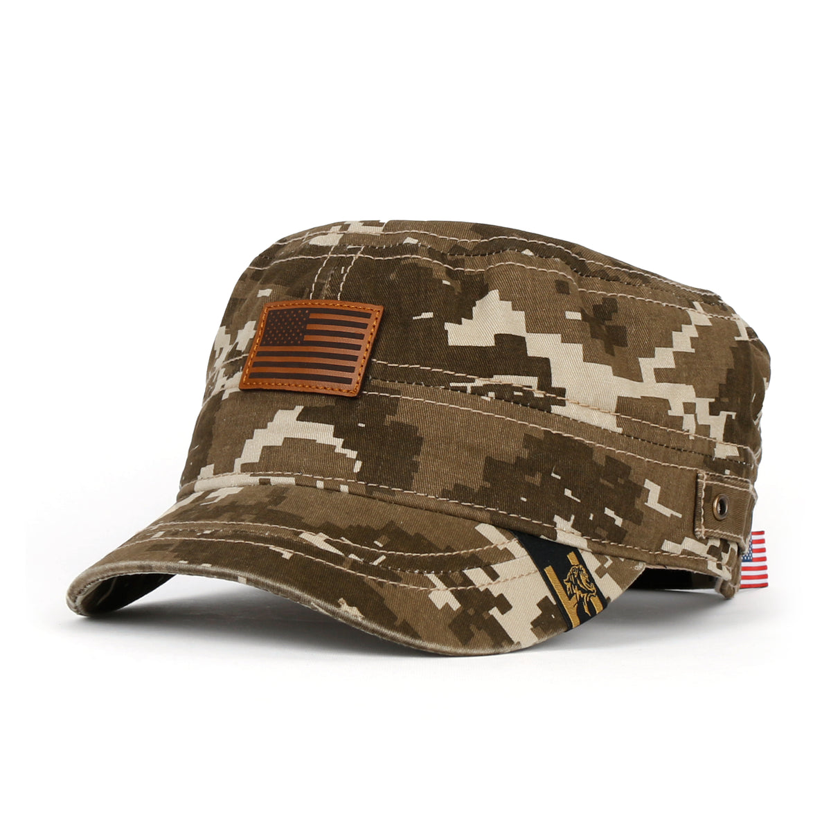 ililily Camouflage Military Cadet Cap Vintage Army Style Hat with Adjustable Strap