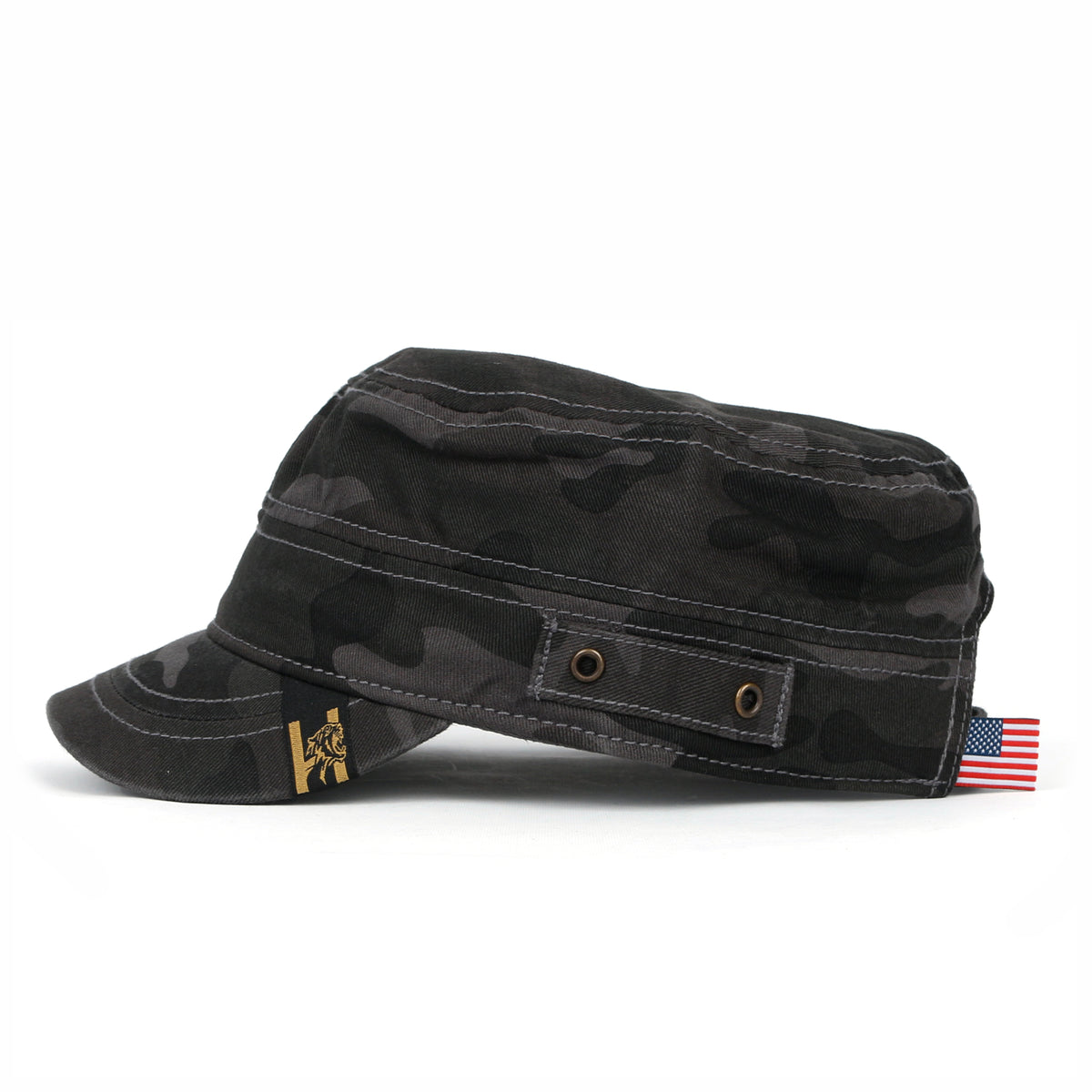ililily Camouflage Military Cadet Cap Vintage Army Style Hat with Adjustable Strap