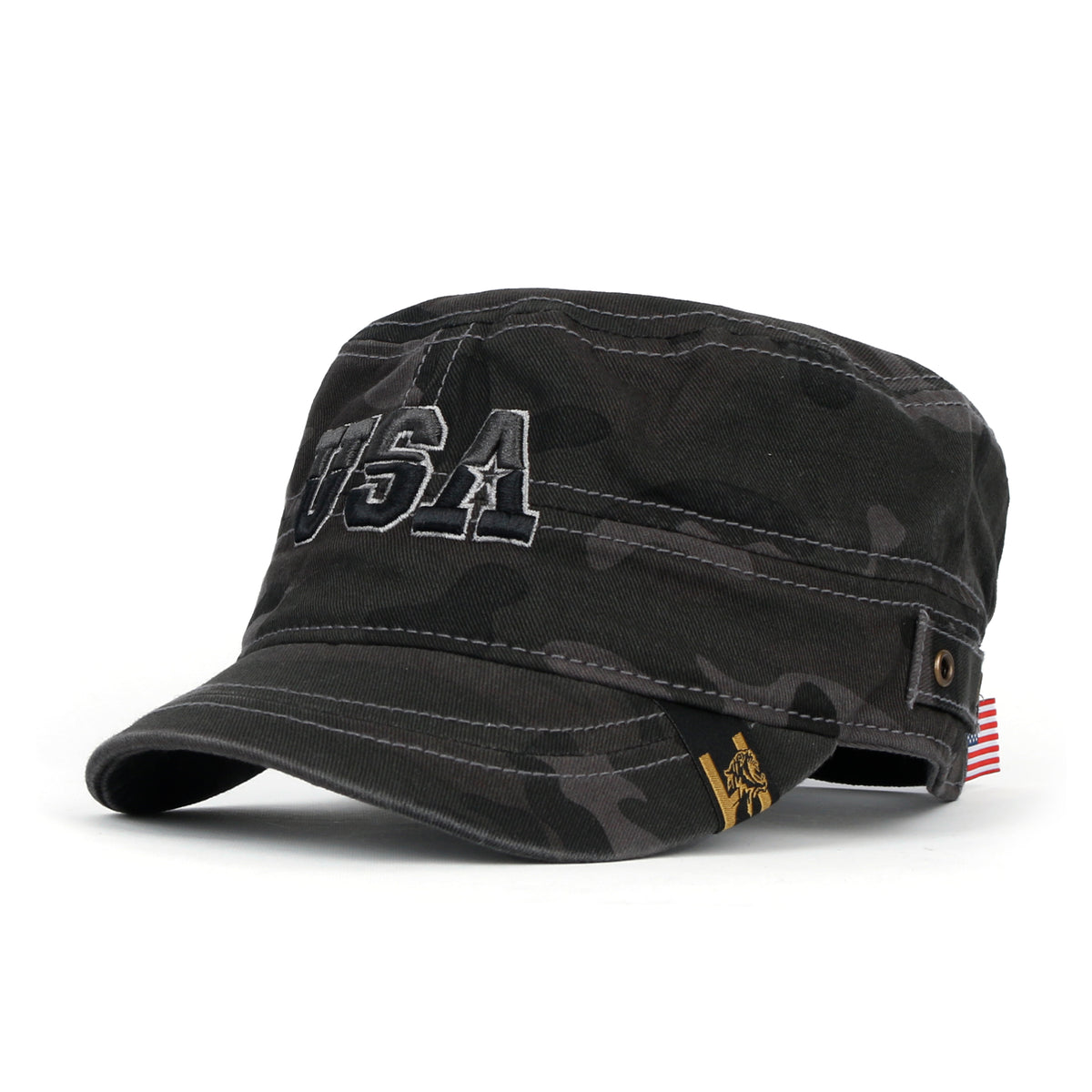 ililily Camouflage Military Cadet Cap Vintage Army Style Hat with Adjustable Strap