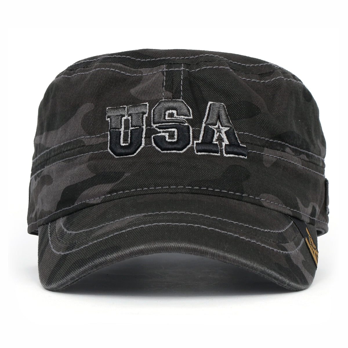 ililily Camouflage Military Cadet Cap Vintage Army Style Hat with Adjustable Strap