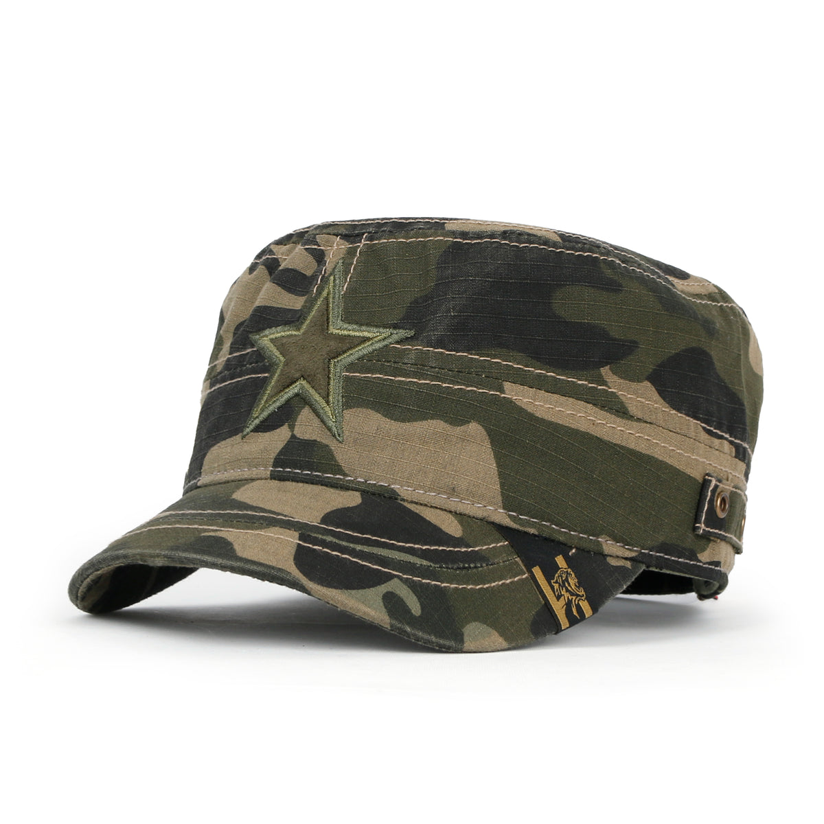 ililily Camouflage Military Cadet Cap Vintage Army Style Hat with Adjustable Strap