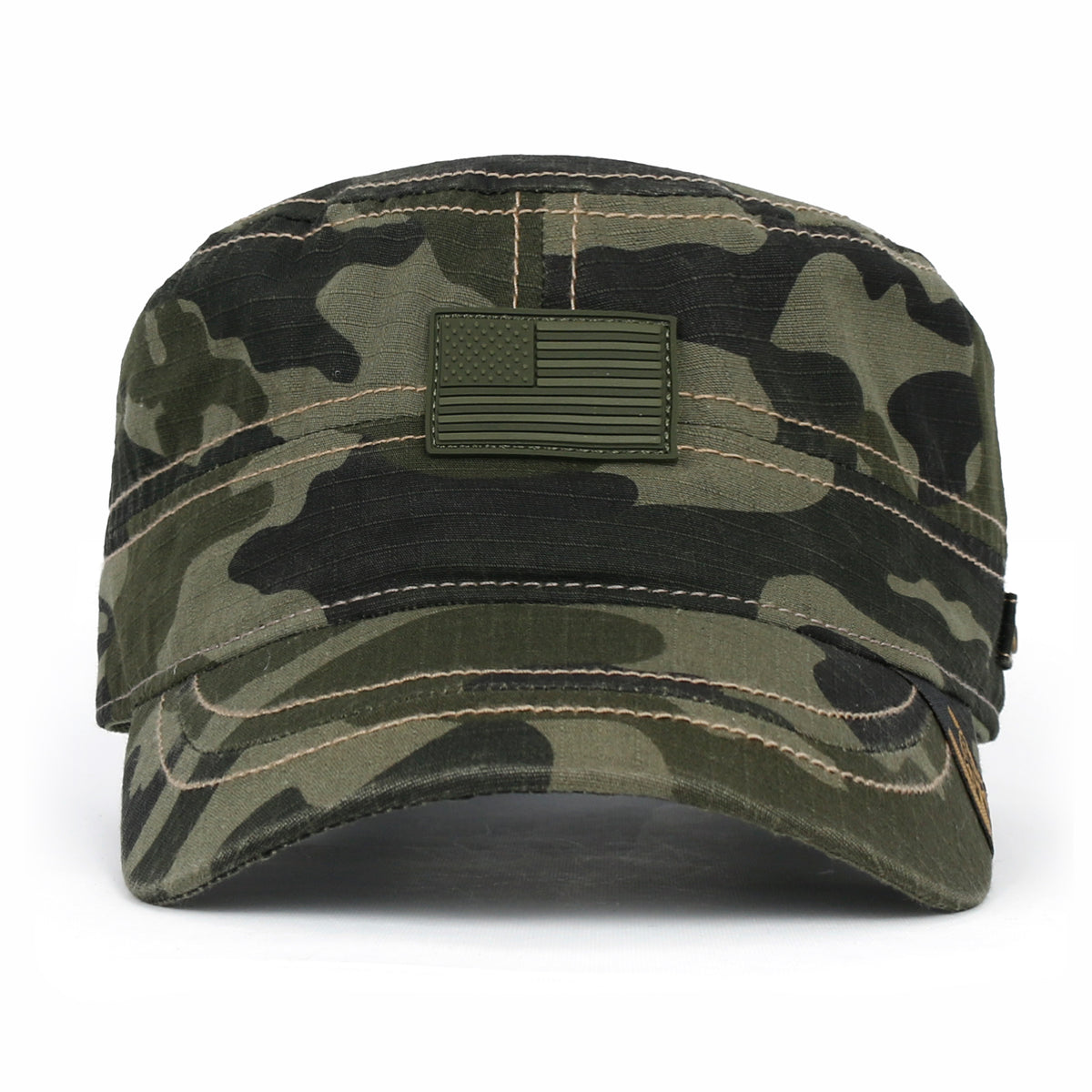 ililily Camouflage Military Cadet Cap Vintage Army Style Hat with Adjustable Strap