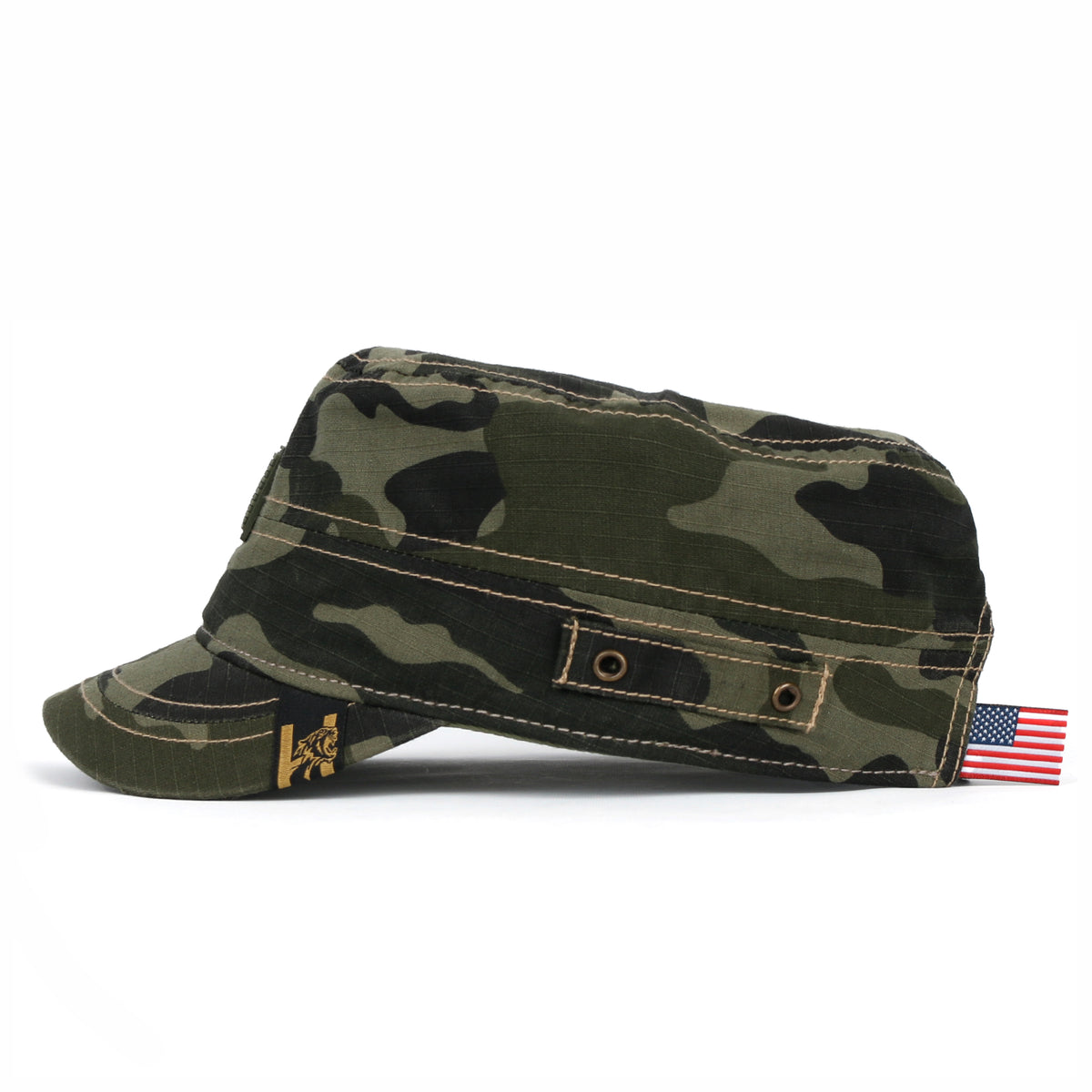 ililily Camouflage Military Cadet Cap Vintage Army Style Hat with Adjustable Strap