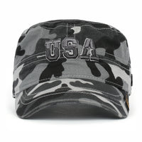 ililily Camouflage Military Cadet Cap Vintage Army Style Hat with Adjustable Strap