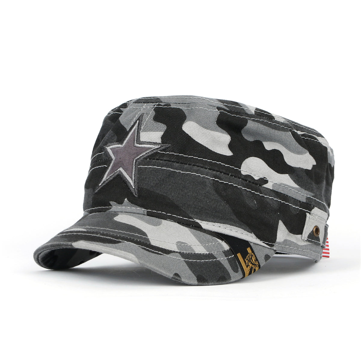 ililily Camouflage Military Cadet Cap Vintage Army Style Hat with Adjustable Strap