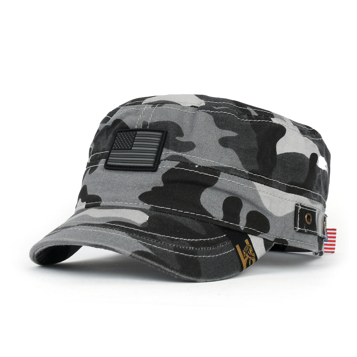 ililily Camouflage Military Cadet Cap Vintage Army Style Hat with Adjustable Strap