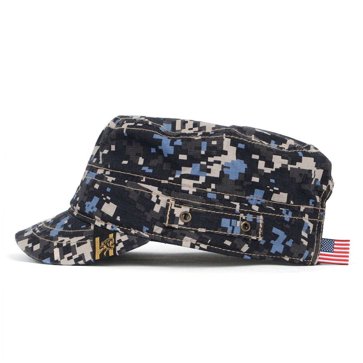 ililily Camouflage Military Cadet Cap Vintage Army Style Hat with Adjustable Strap