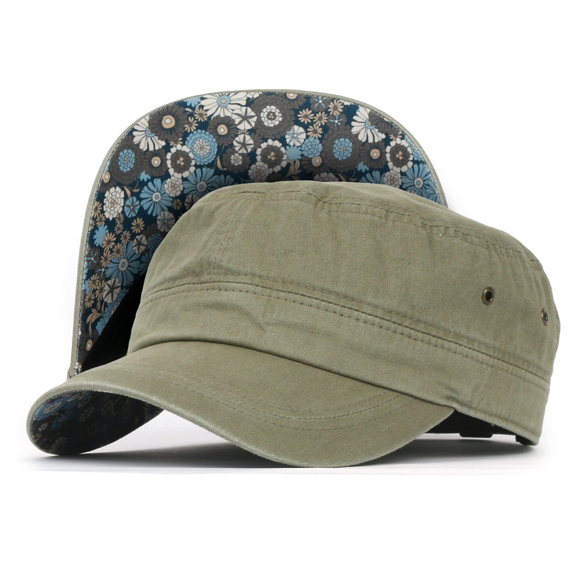 ililily Patterned Underbrim Herringbone Cadet Cap Vintage Military Army Hat