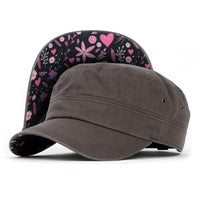 ililily Patterned Underbrim Herringbone Cadet Cap Vintage Military Army Hat