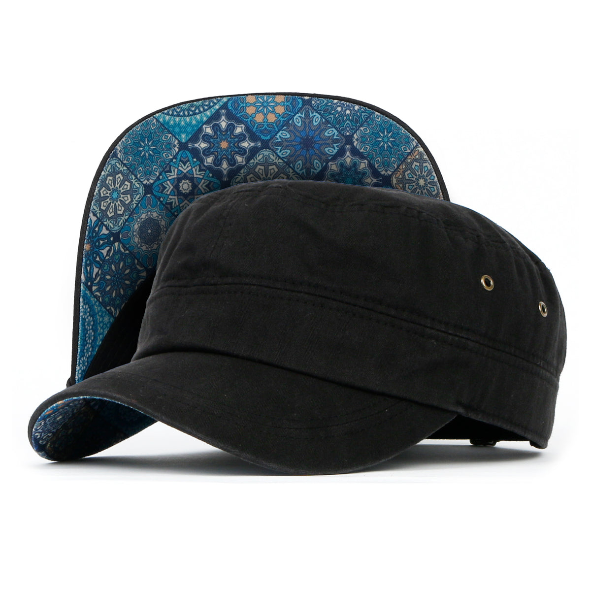 ililily Patterned Underbrim Herringbone Cadet Cap Vintage Military Army Hat