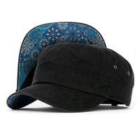 ililily Patterned Underbrim Herringbone Cadet Cap Vintage Military Army Hat
