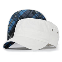 ililily Patterned Underbrim Herringbone Cadet Cap Vintage Military Army Hat
