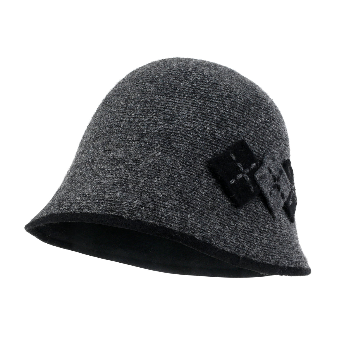 ililily Diamond Shape Knitted Wool Blended Bucket Hat Foldable Winter Bowler Hat