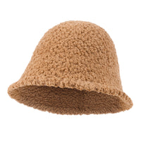 ililily Bell Shape Knitted Sherpa Fur Bucket Hat Soft Winter Fedora Hat