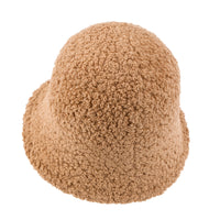 ililily Bell Shape Knitted Sherpa Fur Bucket Hat Soft Winter Fedora Hat