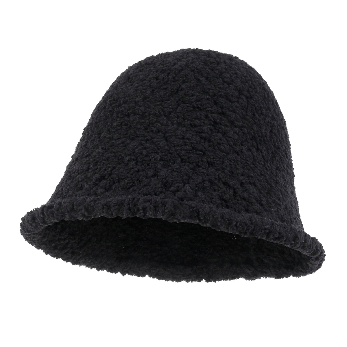 ililily Bell Shape Knitted Sherpa Fur Bucket Hat Soft Winter Fedora Hat