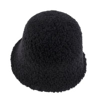 ililily Bell Shape Knitted Sherpa Fur Bucket Hat Soft Winter Fedora Hat