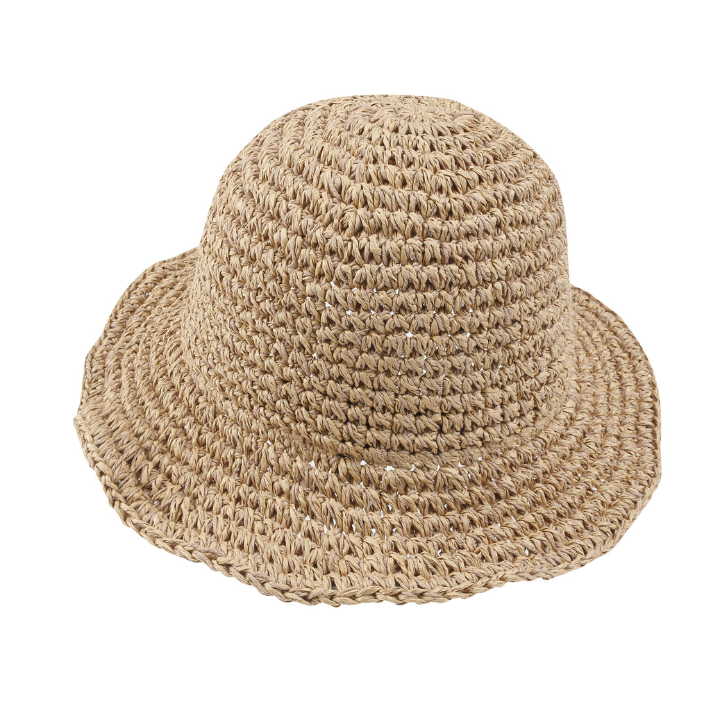 ililily Raffia Straw Feminine Sun Bonnet Hat Classic Crochet Bucket Hat