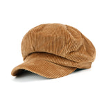 ililily Washed Cotton Newsboy Cabbie Cap Corduroy Duck Bill Flat Hunting Hat
