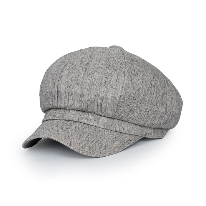 ililily Washed Cotton Newsboy Cabbie Cap Herringbone Duck Bill Flat Hunting Hat