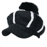 ililily 8-Pannel Solid Color Newsboy Cabbie Cap Suede Duck Bill Flat Hunting Hat
