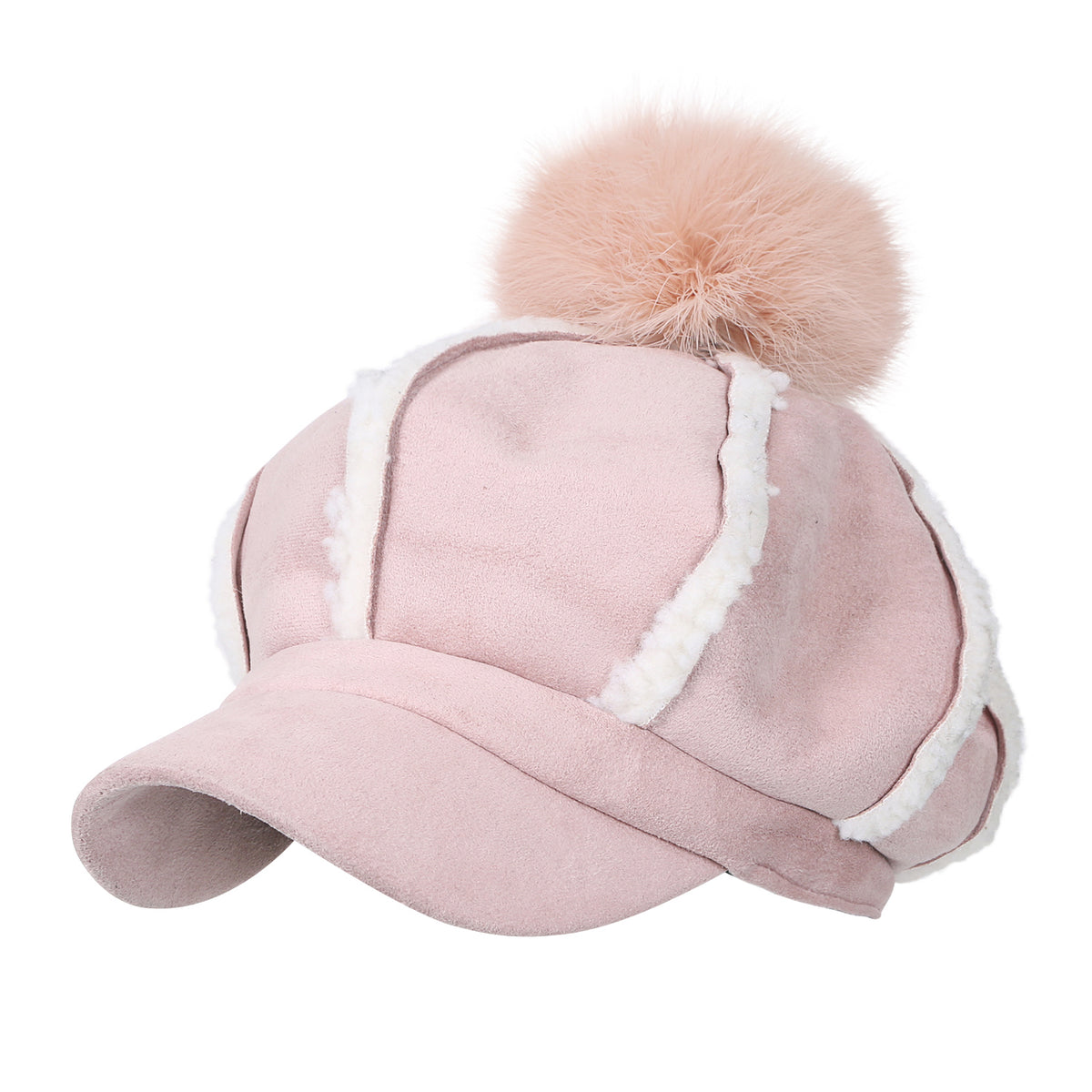 ililily 8-Pannel Solid Color Newsboy Cabbie Cap Suede Duck Bill Flat Hunting Hat